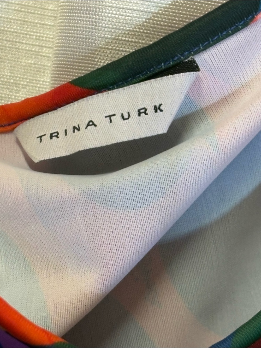 Trina Turk Geometric Kaleidoscope Logo Print Tunic / Dress / Swim Cover Up Large - Picture 14 of 16